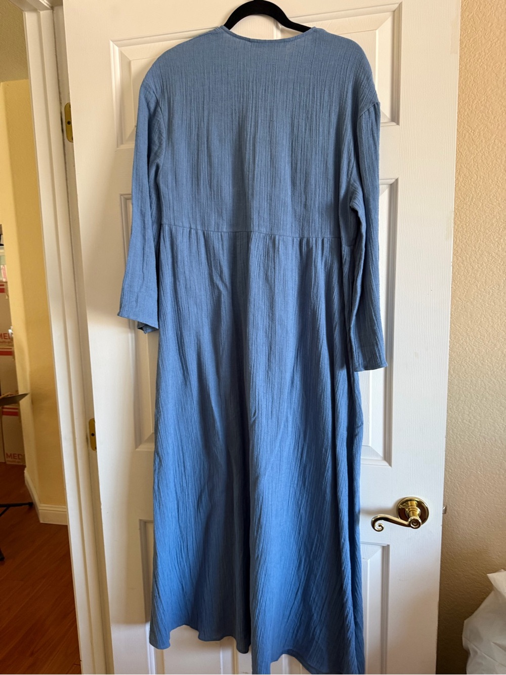 Zara Dusty Blue V-Neck Maxi Dress - Picture 2 of 3